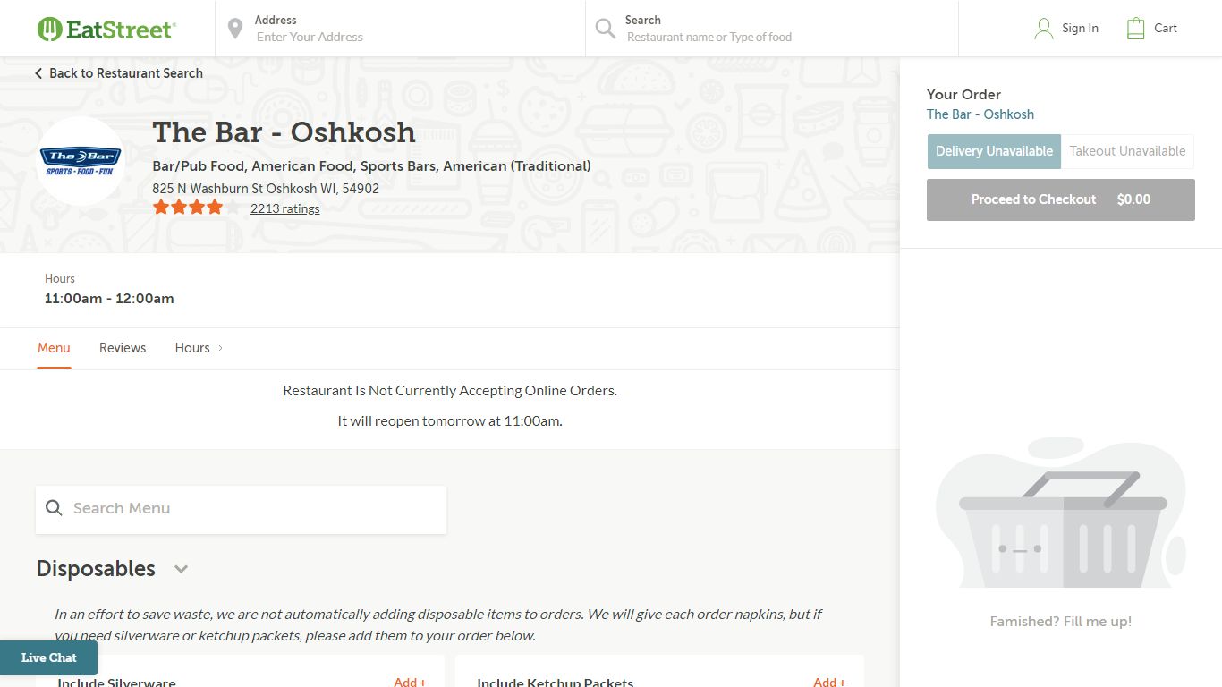 The Bar - Oshkosh Menu & Delivery Oshkosh WI 54902 | EatStreet.com